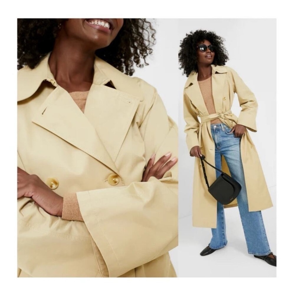 Tuckernuck Elaine Trench Coat XXL NWT Khaki Belted Double Breasted - Picture 5 of 11